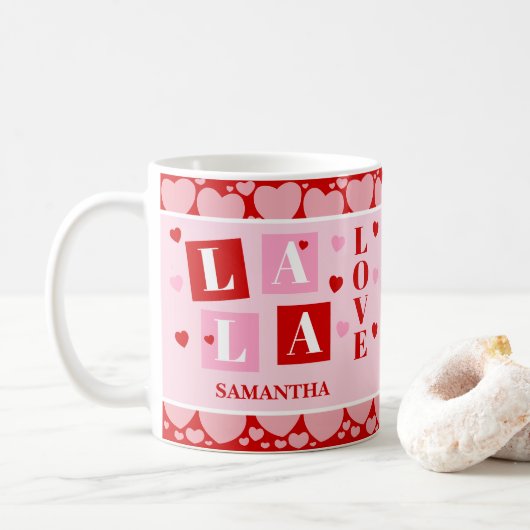 La La Love Valentine’s Day Personalized Mug コーヒーマグカップ (ドーナツ)