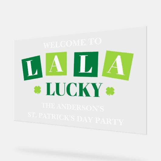 La La Lucky St. Patrick’s Day Party Welcome アクリルサイン (傾斜)