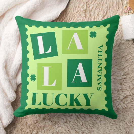 La La Lucky St. Patrick’s Day Personalized クッション (ブランケット)