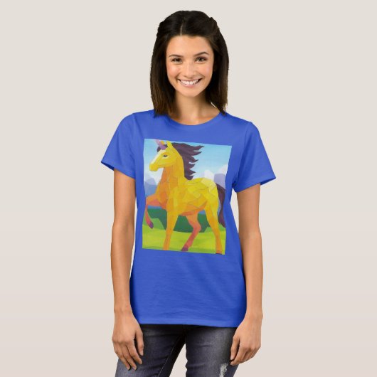 la licorne mythe sur bleu tシャツ (正面フル)