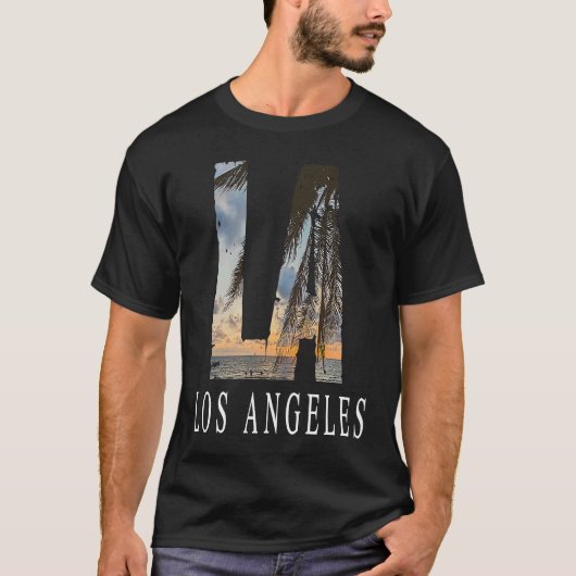 La Los Angeles California Souvenir Beach City West Tシャツ (正面)