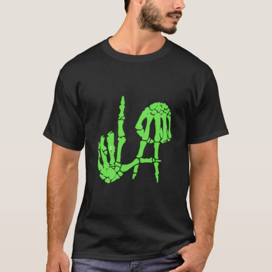 La Los Angeles Hand Sign Skeleton Hands Bones Hall Tシャツ (正面)