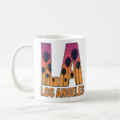 LA Los Angeles Palm Trees Sunset Retro Design コーヒーマグカップ (左)