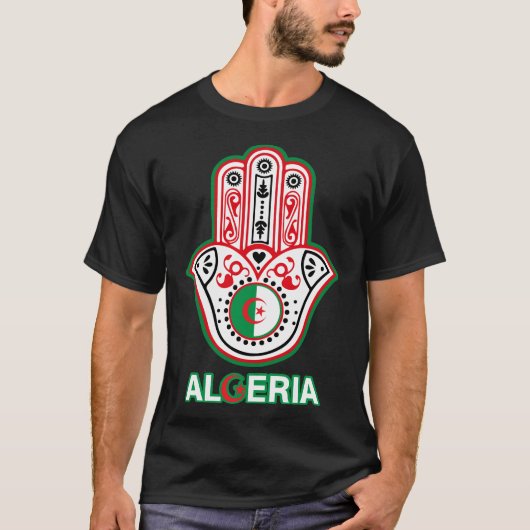 La main de fatma ELKHAMSSA et drapeau algérien  Tシャツ (正面)