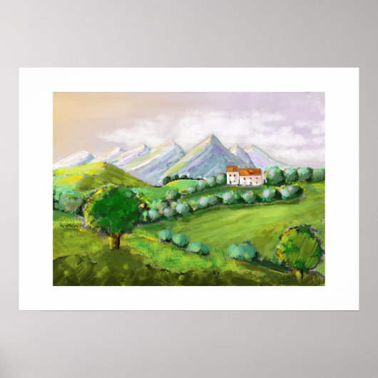 La maison sur les collines, nature verte ポスター (正面)