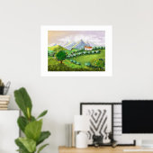 La maison sur les collines, nature verte ポスター (ホームオフィス)