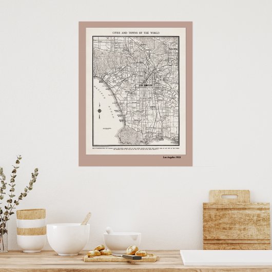 LA Map from 1925 ポスター (キッチン)