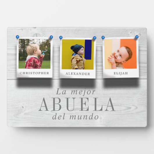 La mejor abuela del mundo 3 Photo Collage Wood フォトプラーク (正面)