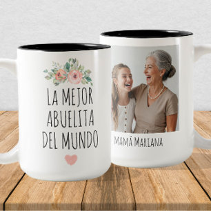 La mejor abuelita del mundo – 写真カスタムと名前 ツートーンマグカップ