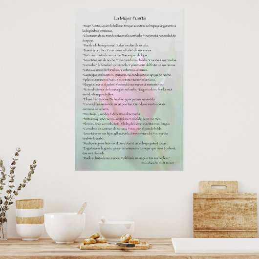 La Mujer Fuerte -- Proverbios 31:10-31 Cartel ポスター (キッチン)