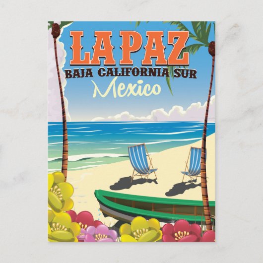 La Paz Baja California Sur Mexico旅行ポスター ポストカード (正面)