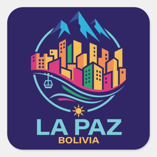 La Paz Bolivia South America スクエアシール (正面)