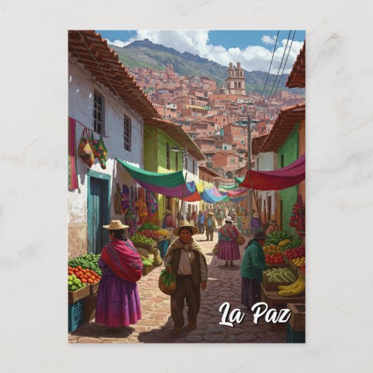 La Paz Bolivia Travelでの市場 ポストカード (正面)