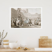 La Place des Victoires, Paris, c.1789 （ペンとインク） ポスター (キッチン)