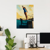 LA PLONGEUSE D'AZUR (The Azure Diver) -オリジナルA ポスター (ホームオフィス)