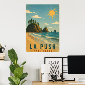 La Push、ベイビー！ヴィンテージコーストトラベルポスターアート ポスター