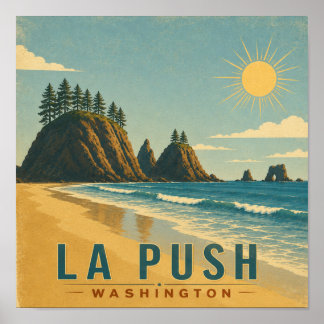 La Push、ベイビー！ヴィンテージコーストトラベルポスターアート ポスター