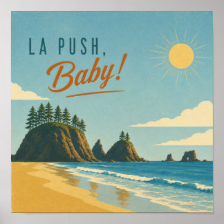 La Push、ベイビー！ヴィンテージコーストトラベルポスターアート ポスター