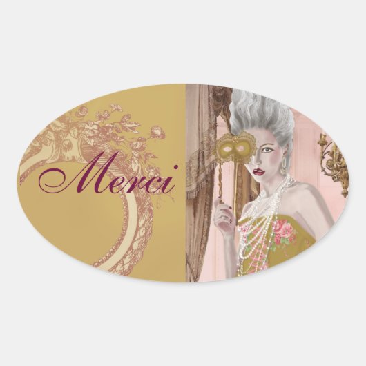 La question c'est vulez-vouousありがとうステッカー 楕円形シール (正面)