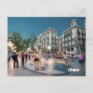 La Rambla,バルセロナ,スペインの散歩とキス ポストカード