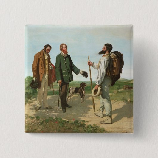 La Rencontre、かCourbet 1854年Bonjourの氏 缶バッジ (正面)