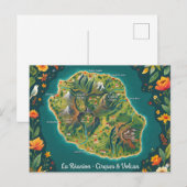La Réunion – Cirques & Volcan | Carte illustrée ポストカード (正面/裏面)