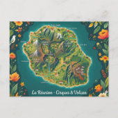 La Réunion – Cirques & Volcan | Carte illustrée ポストカード (正面)