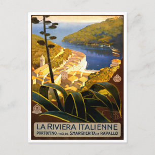 La Riviera Italienne、イタリアヴィンテージ旅行 ポストカード