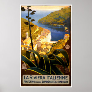 La Riviera Italienne, Italy Vintage Travel Poster ポスター