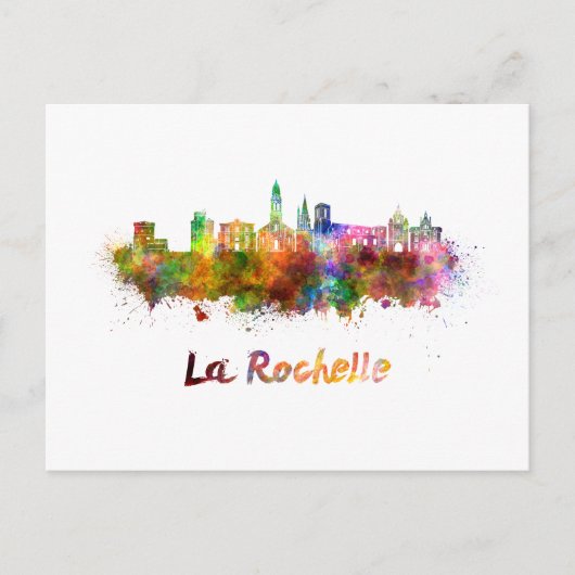 La Rochelle skyline in watercolor ポストカード (正面)
