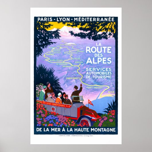 La Route des Alpes Travel Poster（1920年代） ポスター (正面)