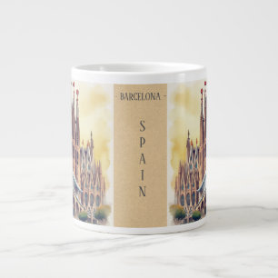 La Sagrada Faminlia History,バルセロナ,スペイン。 ジャンボコーヒーマグカップ