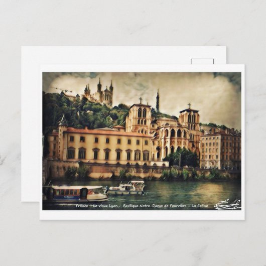 La Saône - Lyon ポストカード (正面/裏面)
