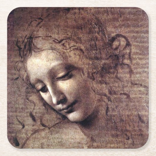 La Scapigliata - da Vinci - c1508 スクエアペーパーコースター (正面)