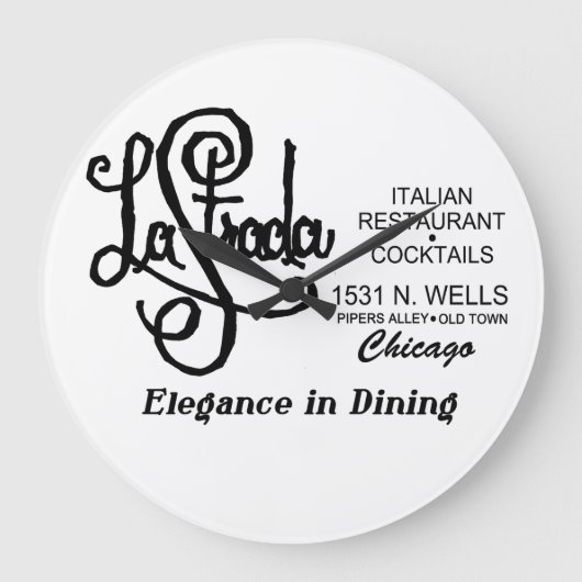 La Strada Restaurant, Old Town, Chicago, IL ラージ壁時計 (正面)