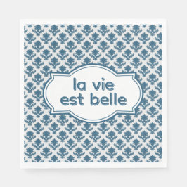 La Vie Es Belle Elegant French Tapestry Blue White スタンダードランチョンナプキン