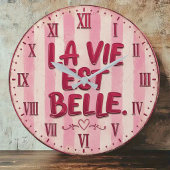 La Vie Est Belle French ラージ壁時計
