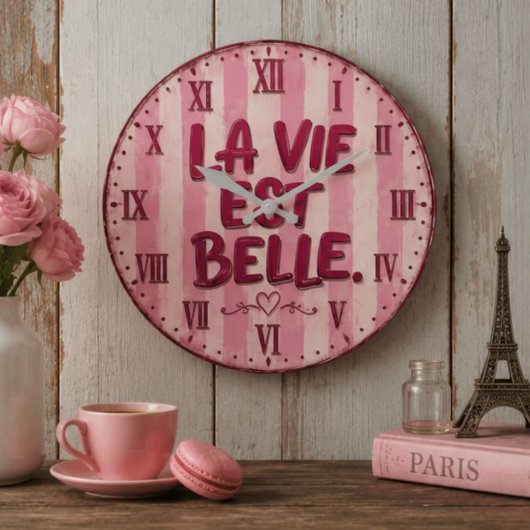 La Vie Est Belle French ラージ壁時計