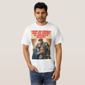 La Virgen María y el Guerrero: Un Encuentro Humorí Tシャツ (正面フル)