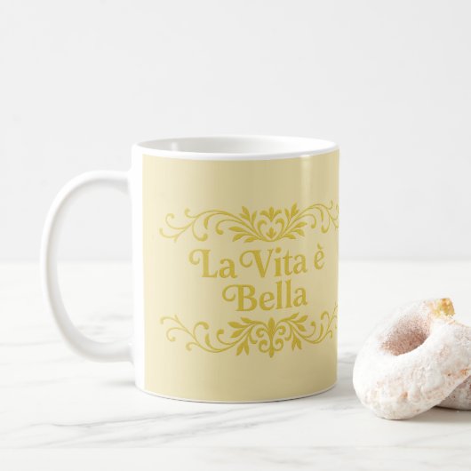 La Vita è Bella – Elegant Italian Life Quote コーヒーマグカップ (ドーナツ)