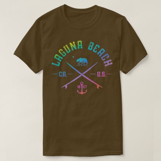 Laa Beach California  Rainbow Surfing Beach Arts T Tシャツ (デザイン正面)