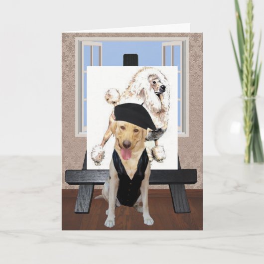 Labを使用したカおもしろいスタマフランスのイズ可能な誕生日 カード (正面)