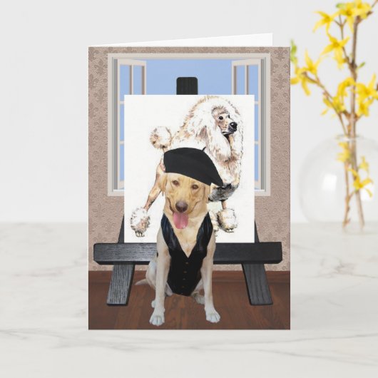 Labを使用したカおもしろいスタマフランスのイズ可能な誕生日 カード (黄色い花)