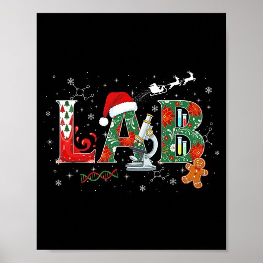 Lab Christmas Laboratory Technician Science Xmas S ポスター (正面)