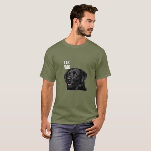 Lab Dad Black Labrador Dog Tシャツ (正面フル)