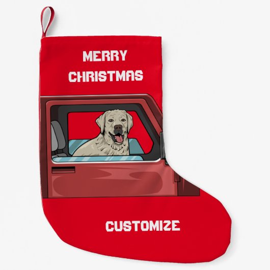 Lab Dog Riding Shotgun Thunder_Cove スモールクリスマスストッキング (正面)