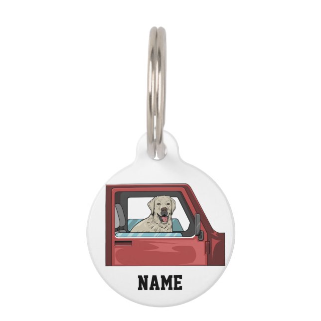 Lab Dog Riding Shotgun Thunder_Cove ペット　ネームタグ (正面)