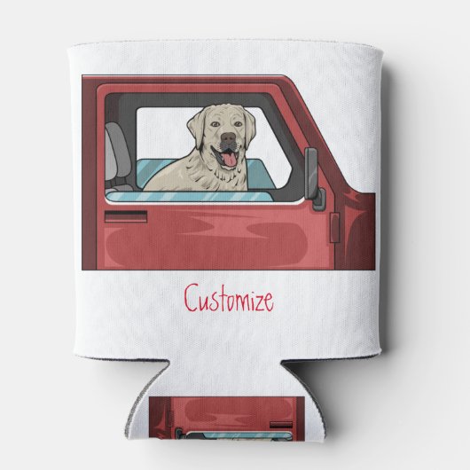 Lab Dog Riding Shotgun Thunder_Cove 缶クーラー (裏面)