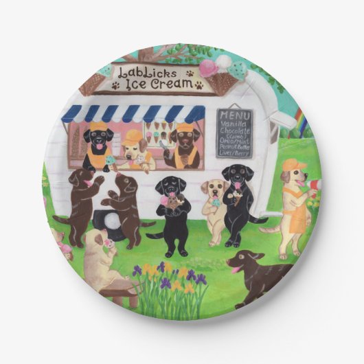 Lab Licksアイスクリームラブラドール ペーパープレート (正面)