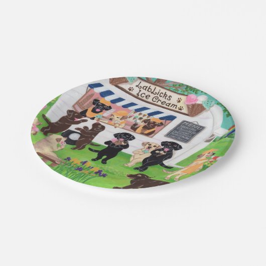 Lab Licksアイスクリームラブラドール ペーパープレート (アングル)